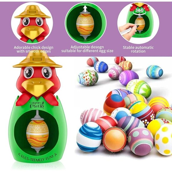 Easter Egg Decorating Kit, DIY Egg Coloring Spinner with 3 Plastic Eggs & 8 C... - Picture 3 of 4